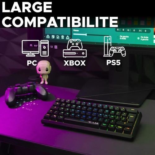 Clavier Gamer - Keyz Thallium Tkl - Mécanique (switch Rouge) - Rgb - Filaire - Azerty - Noir