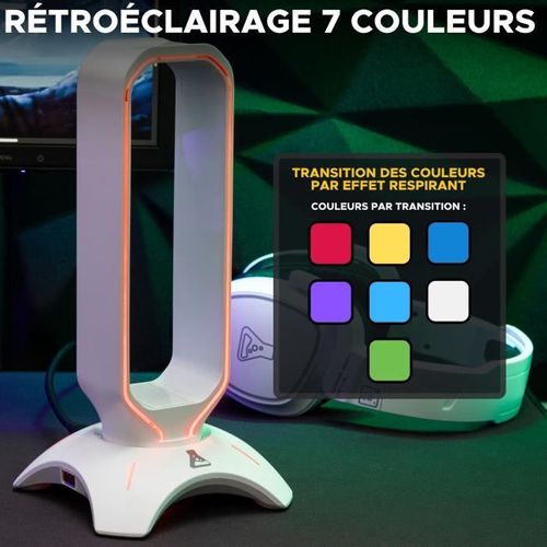 Support Pour Casque/micro-casque - K-stand Rado - Rgb USB - Blanc
