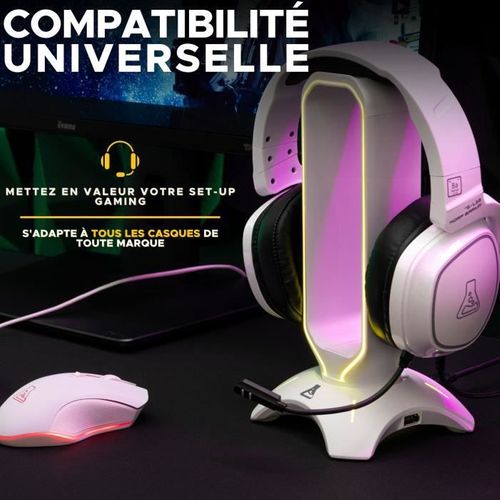 Support Pour Casque/micro-casque - K-stand Rado - Rgb USB - Blanc