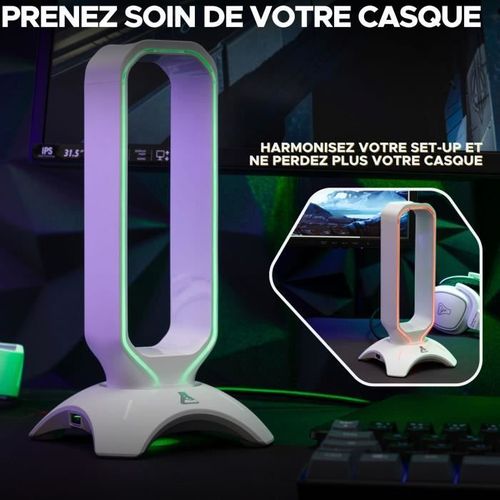 Support Pour Casque/micro-casque - K-stand Rado - Rgb USB - Blanc