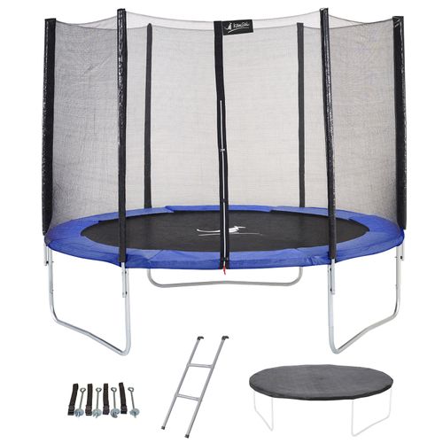 Trampoline Rond Bleu D.250cm Avec Filet, Échelle ,bâche Et Kit Ancrage