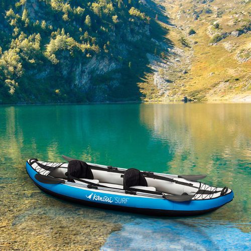 Canoë Kayak Gonflable Bleu 1 à 2 Places + Pagaie + Sac Transport + Pompe Double Action+ Kit De Rép