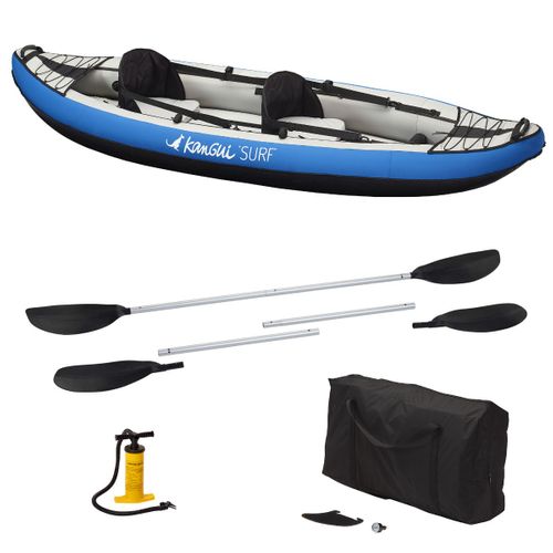 Canoë Kayak Gonflable Bleu 1 à 2 Places + Pagaie + Sac Transport + Pompe Double Action+ Kit De Rép