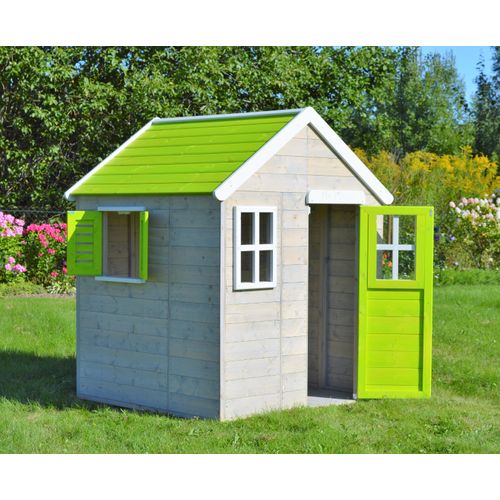 Maison De Jardin Enfant Extérieur - Cabane En Bois Avec Plancher - Toit Étanche - Vert Et Blanc