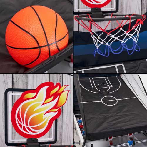 Table De Jeux 4 En 1 - Babyfoot Barres Télescopiques, Ping Pong, Hockey, Basket