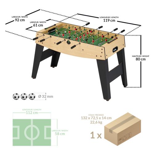 Babyfoot Enfant - 22 Joueurs - 3 Balles Incluses - 2 à 4 Joueurs
