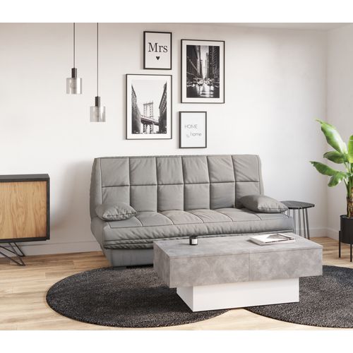 Table basse rectangulaire CARLA imitation béton/ blanc