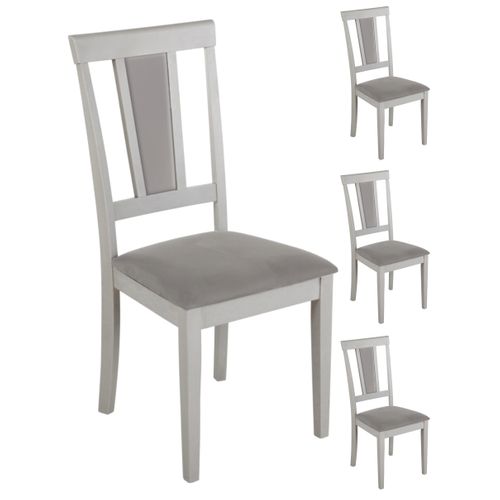 Chaise hévéa massif et tissu DAISY imitation chêne blanchi