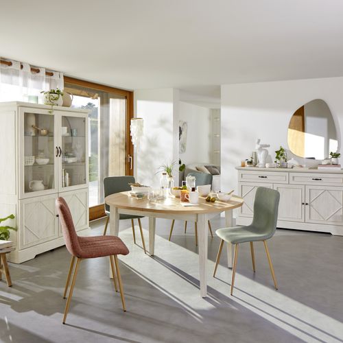 Table extensible L. 140/180 cm COSTAL Imitation chêne clair vieilli