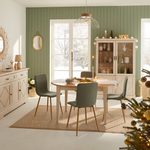 Table extensible L. 140/180 cm COSTAL Imitation chêne clair vieilli