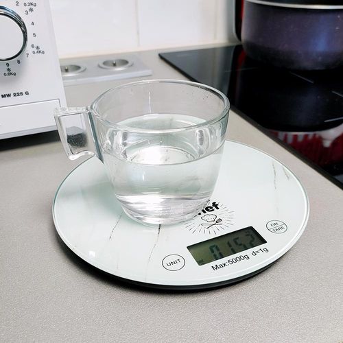 Balance De Cuisine Ronde Numérique - 5kg - Écran LCD - Effet Marbre