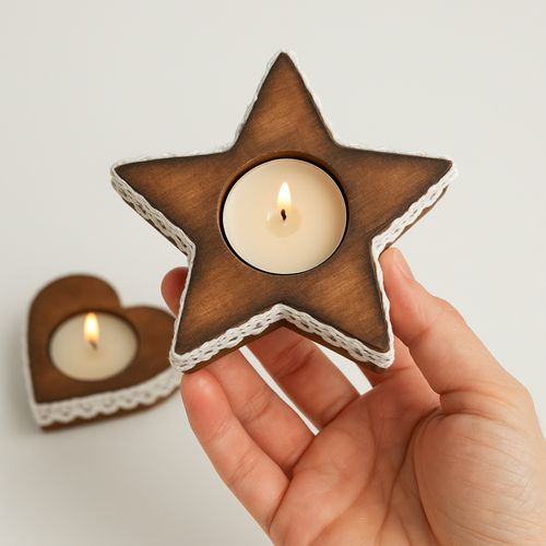 Pack De 4 Bougeoirs En Bois Noël 10cm – Décorations De Table Festives, Formes Aléatoires, Centre De