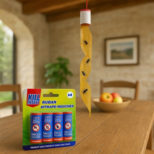 Pack De 4 Rubans Attrape-mouches – Sans Insecticide, Inodore et Facile à Installer