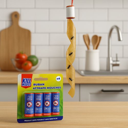 Pack De 4 Rubans Attrape-mouches – Sans Insecticide, Inodore et Facile à Installer