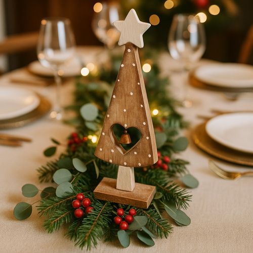 Sapin Décoratif En Bois 25 Cm – Déco De Table Noël, Style Naturel, Idéal Centre De Table Pour Ambian