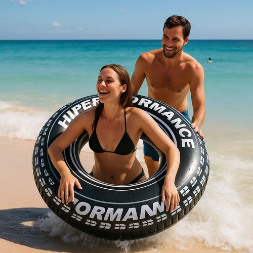 Bouée Gonflable Géante Forme Pneu 91 Cm Noire Pour Enfants Et Adultes Pour Piscine Ou Plage