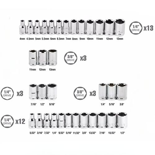 Coffret à Douilles 39 Pièces Avec Accessoires