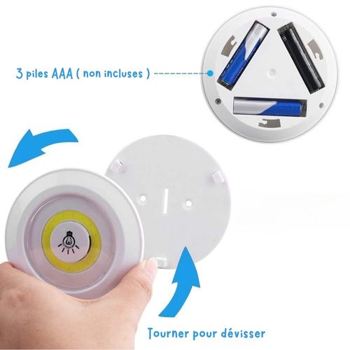 Lampe Poussoir LED Cob Sans Fil Pour Intérieur Et Extérieur