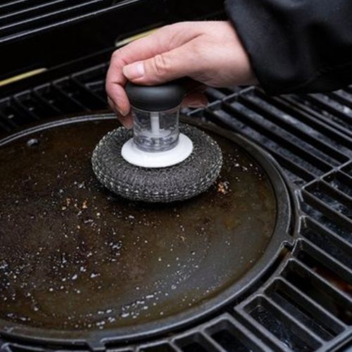 Lot De 2 Éponges Métalliques Avec Distributeurs De Savon–nettoyage Simplifié Des Planchas Et Grilles