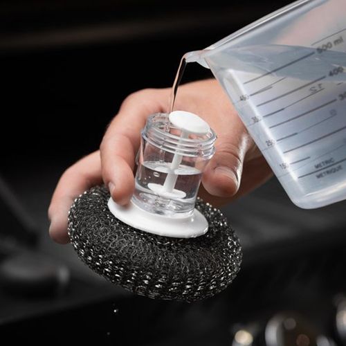 Lot De 2 Éponges Métalliques Avec Distributeurs De Savon–nettoyage Simplifié Des Planchas Et Grilles