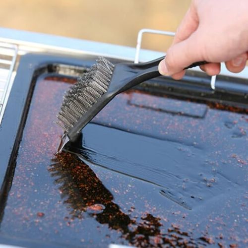 Lot De 2 Brosses De Nettoyage Barbecue En Acier Inoxydable Avec Grattoir Et Poils Métalliques