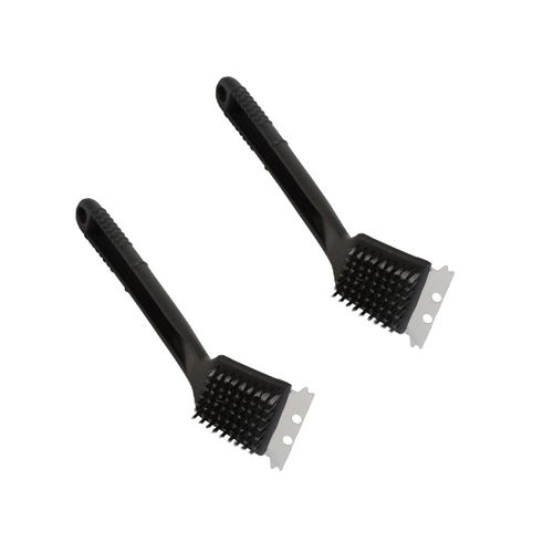 Lot De 2 Brosses De Nettoyage Barbecue En Acier Inoxydable Avec Grattoir Et Poils Métalliques