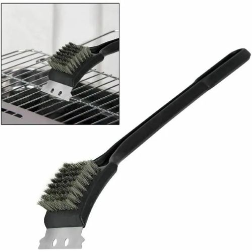 Lot De 2 Brosses De Nettoyage Barbecue En Acier Inoxydable Avec Grattoir Et Poils Métalliques