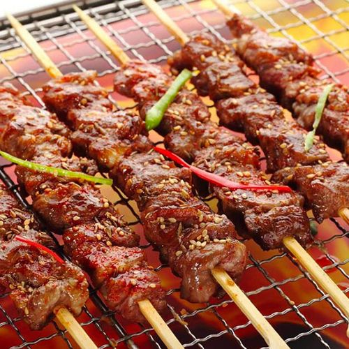 Lot De 2 Doubles Grilles Barbecue Rectangle 34x22 Cm En Acier Chromé Avec Manche En Bois