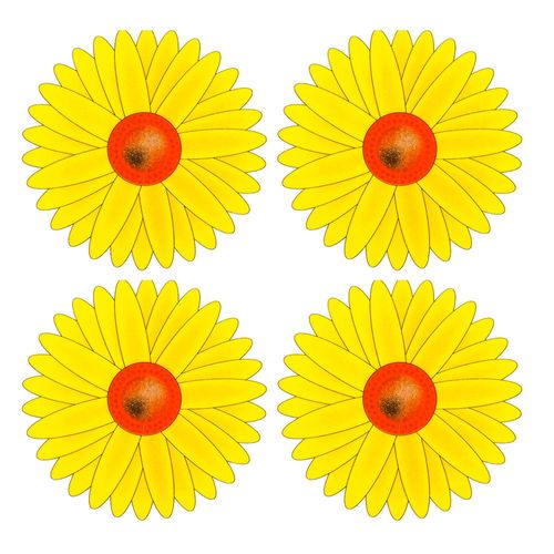 Stickers Anti-mouches Motif Tournesol – Pack De 4, Usage Intérieur, Non Toxique