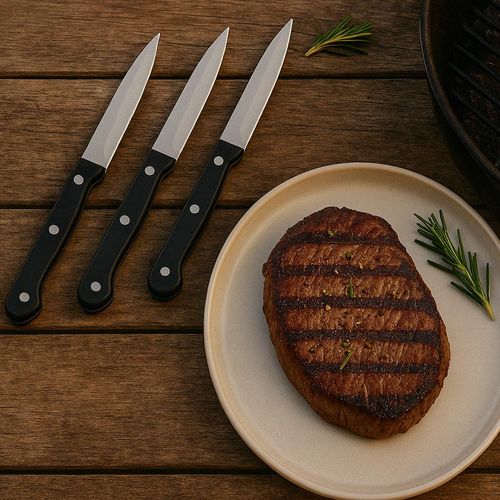 2 Lots De 3 Couteaux à Steak En Acier Inoxydable – Lame Lisse 11 Cm