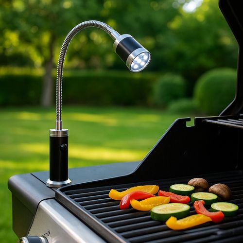 Lampe LED Barbecue Avec Base Aimantée Tête Inclinable 360 Degrés Col Flexible 9 LEDs Blanches Pour G