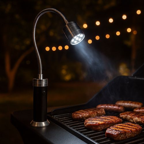 Lampe LED Barbecue Avec Base Aimantée Tête Inclinable 360 Degrés Col Flexible 9 LEDs Blanches Pour G