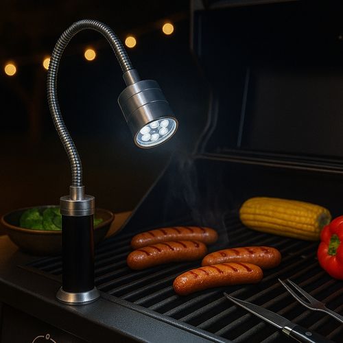 Lampe LED Barbecue Avec Base Aimantée Tête Inclinable 360 Degrés Col Flexible 9 LEDs Blanches Pour G