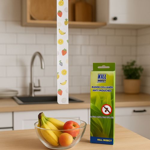 Set De 4 Pièges à Mouches Adhésifs – Motif Fruits, Sans Produits Chimiques