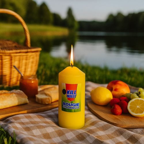 Pack De 3 Bougies Cylindriques à La Citronnelle – 40h De Durée – Pour Jardin et Terrasse