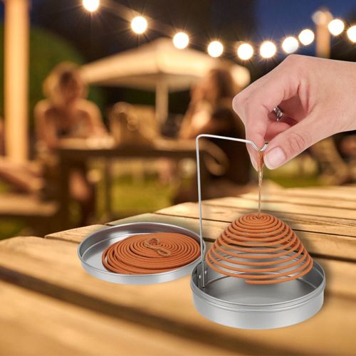 3 Spirales Encens Citronnelle + Support Inox – Anti-moustique Extérieur