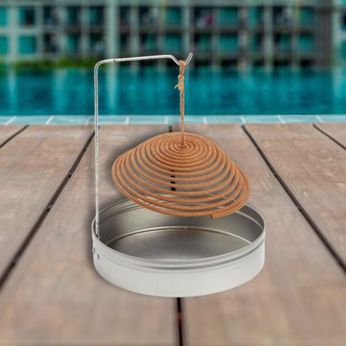 3 Spirales Encens Citronnelle + Support Inox – Anti-moustique Extérieur