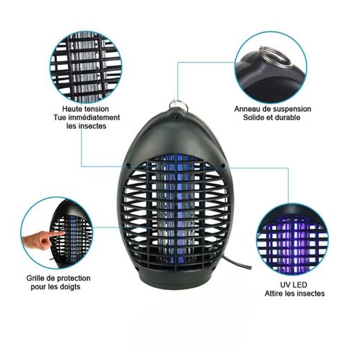 Lampe Anti-moustiques 4 LED Uv Ovale Électrique Et Silencieuse Pour Intérieur Avec Portée De 40 M²