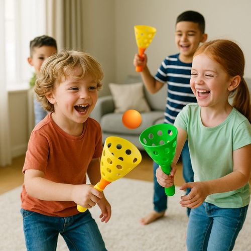 Pack De 4 Cornets Lance-Balles SIROCO - 6 Balles Incluses - Jeu D’Adresse Enfant Dès 3 Ans