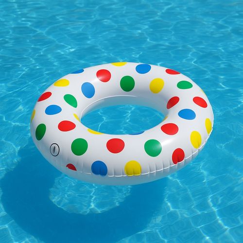Bouée Gonflable Géante Ronde à Pois 91cm Mulitcolore Pour Enfants Et Adultes Piscine Ou Plage