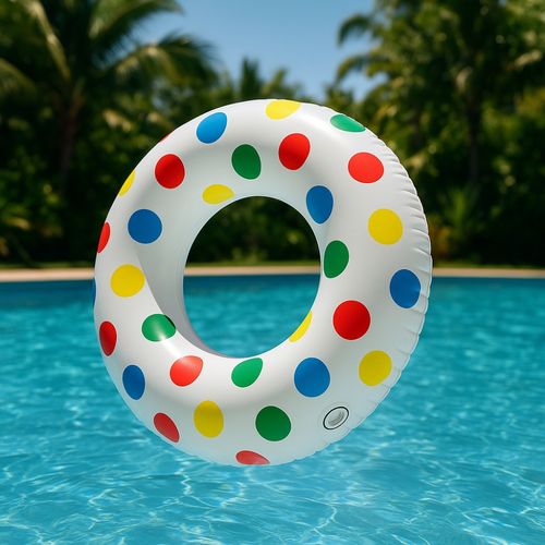 Bouée Gonflable Géante Ronde à Pois 91cm Mulitcolore Pour Enfants Et Adultes Piscine Ou Plage