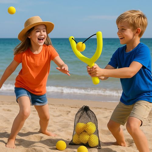 Fronde à Eau Avec 10 Balles Éclaboussantes Réutilisables Couleur Aléatoire Jeu Estival Pour Enfants
