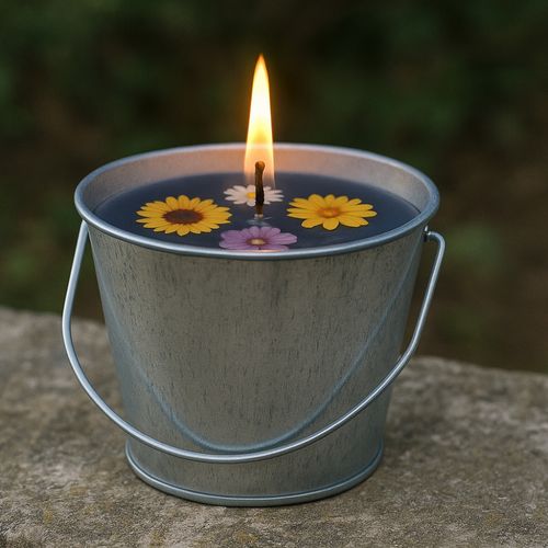 Pack 4 Bougies Citronnelle Extérieur Avec Seau Métallique – 12h De Durée