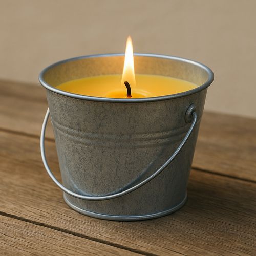Pack 4 Bougies Citronnelle Extérieur Avec Seau Métallique – 12h De Durée