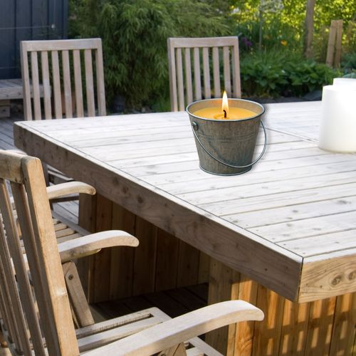 Pack 4 Bougies Citronnelle Extérieur Avec Seau Métallique – 12h De Durée