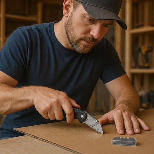 Cutter Pliant Robuste Avec 3 Lames – Poignée Sécurisée – Couleur Aléatoire