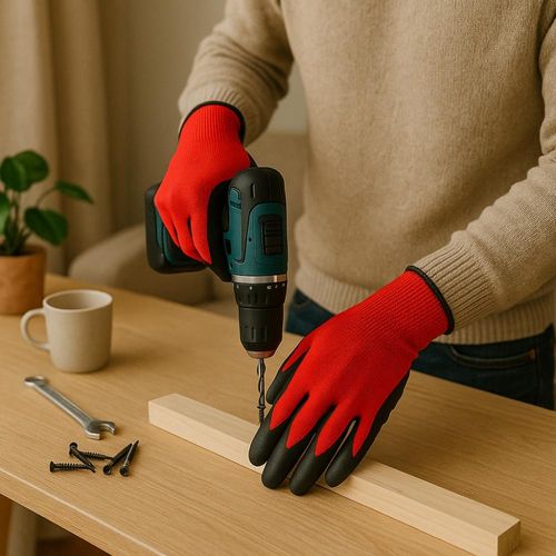 Gants De Manutention En Nitrile Tricot Sans Couture Paume Antidérapante Taille Unique Couleur Aléato