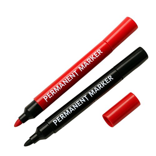 Lot De 2 Marqueurs Permanents Rouge Et Noir Pour Écriture Et Marquage Sur Toute Surface
