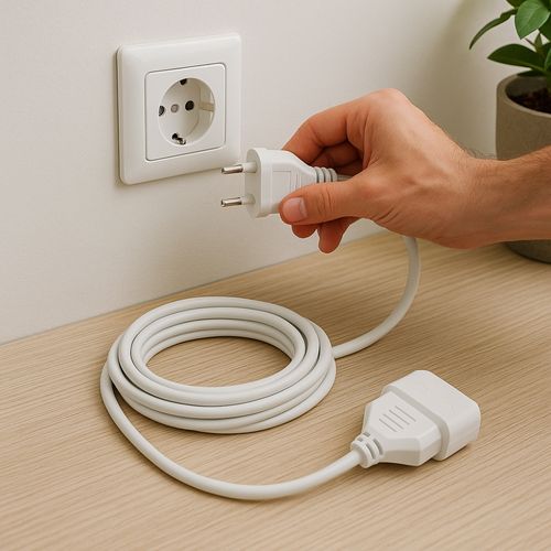 Rallonge Électrique Blanche 5m – 1380w, 220v-240v