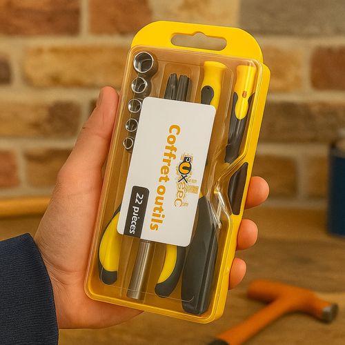 Mini Coffret Outils 22 Pièces – Tournevis, Pince, Douilles et Embouts Pour Bricolage Maison